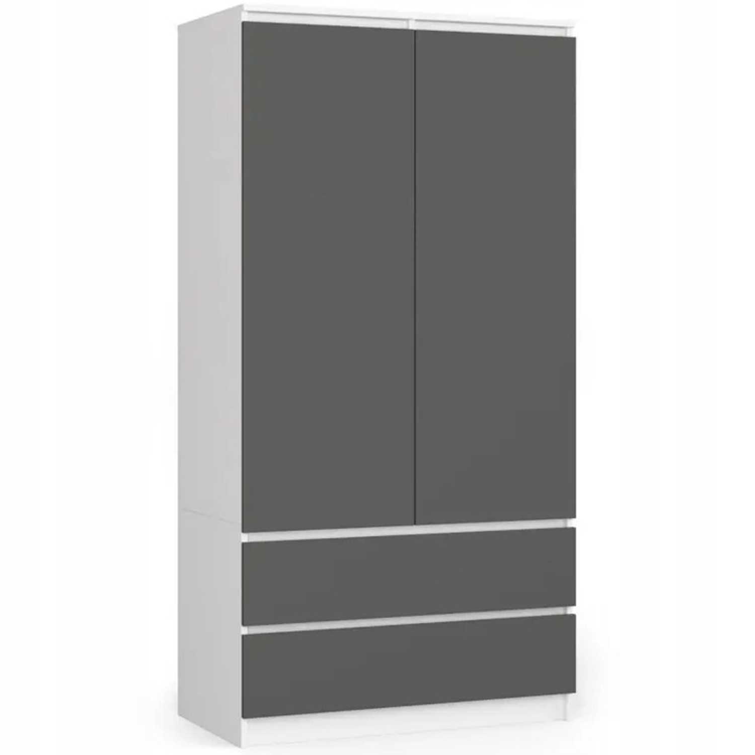 Šatní skříň S90 2D2SZ CLP - bílá/grafit