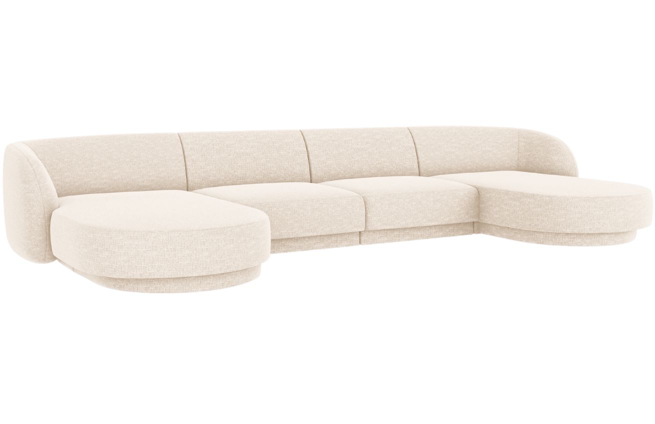 Bílá žinylková rohová pohovka do "U" MICADONI Miley 340 cm