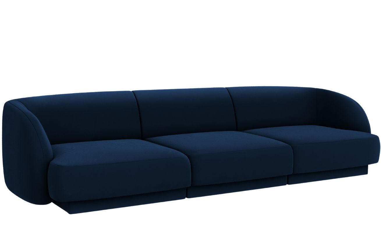 Královsky modrá sametová trojmístná pohovka MICADONI Miley 265 cm
