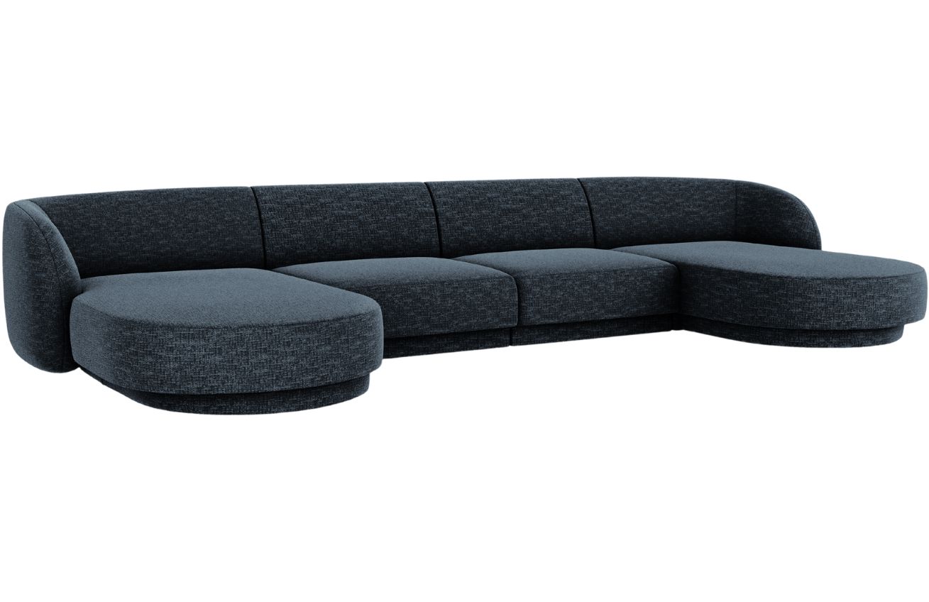 Modrá žinylková rohová pohovka do "U" MICADONI Miley 340 cm