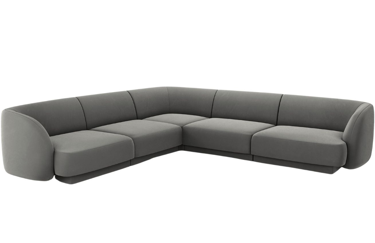 Šedá sametová rohová pohovka MICADONI Miley 260 cm