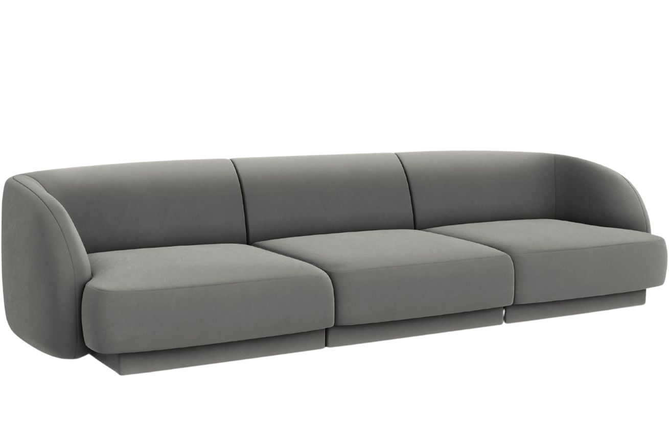 Šedá sametová trojmístná pohovka MICADONI Miley 265 cm