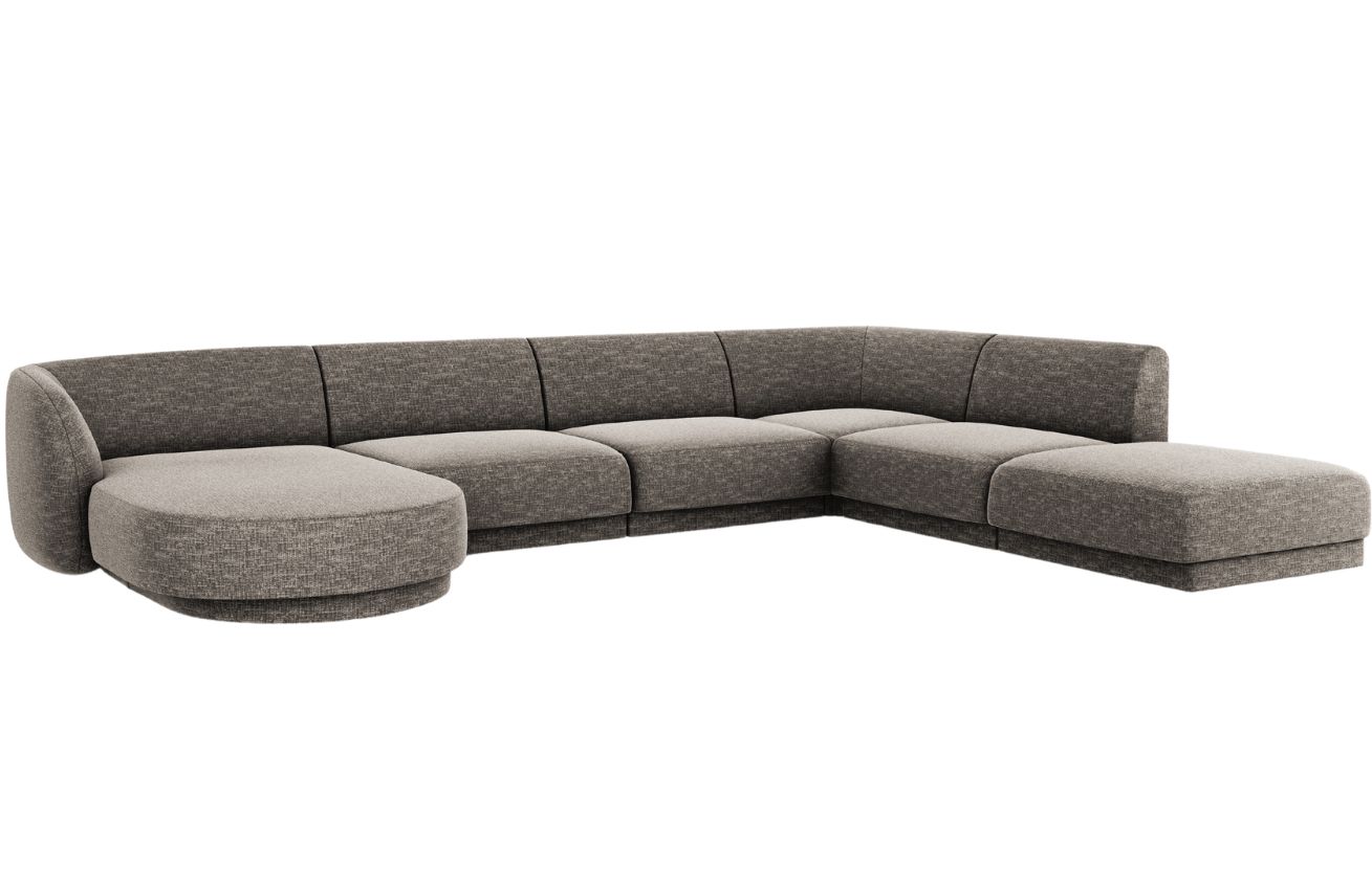 Šedá žinylková rohová pohovka do "U" MICADONI Miley 335 cm