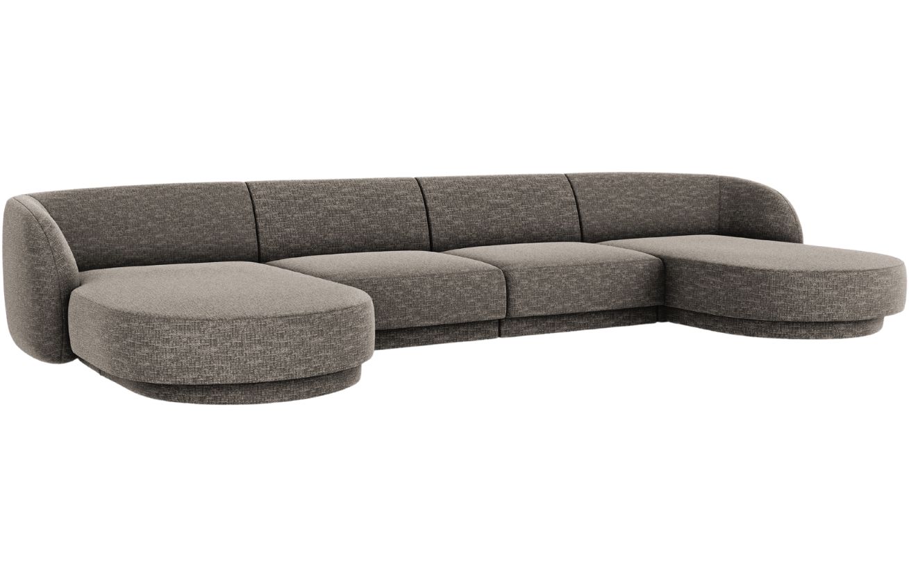 Šedá žinylková rohová pohovka do "U" MICADONI Miley 340 cm