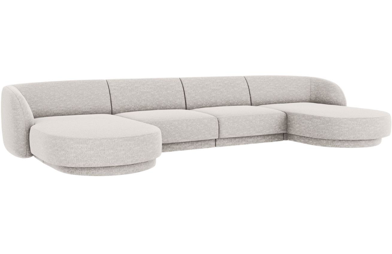 Světle šedá žinylková rohová pohovka do "U" MICADONI Miley 340 cm