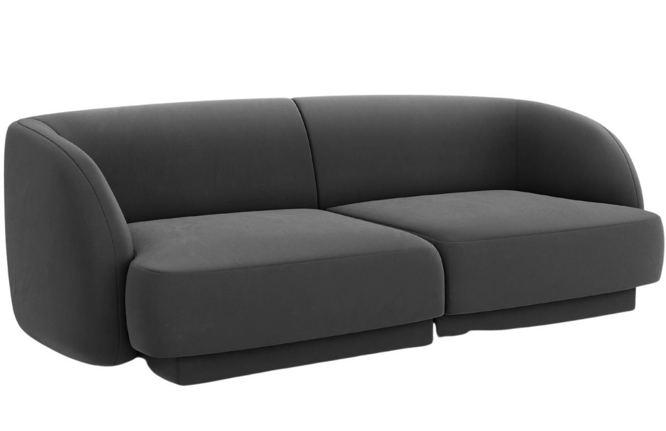 Tmavě šedá sametová dvoumístná pohovka MICADONI Miley 190 cm