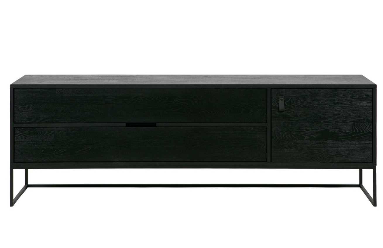 WOOOD Černý jasanový TV stolek Frax 180 x 40 cm