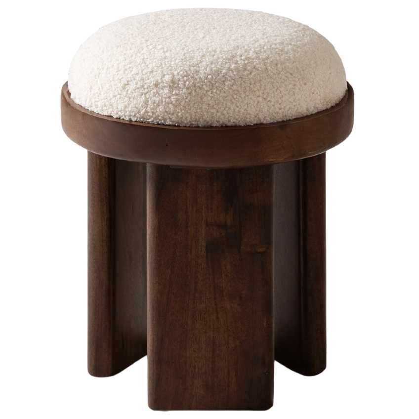 Bílá bouclé stolička MICADONI Agapi 45 cm