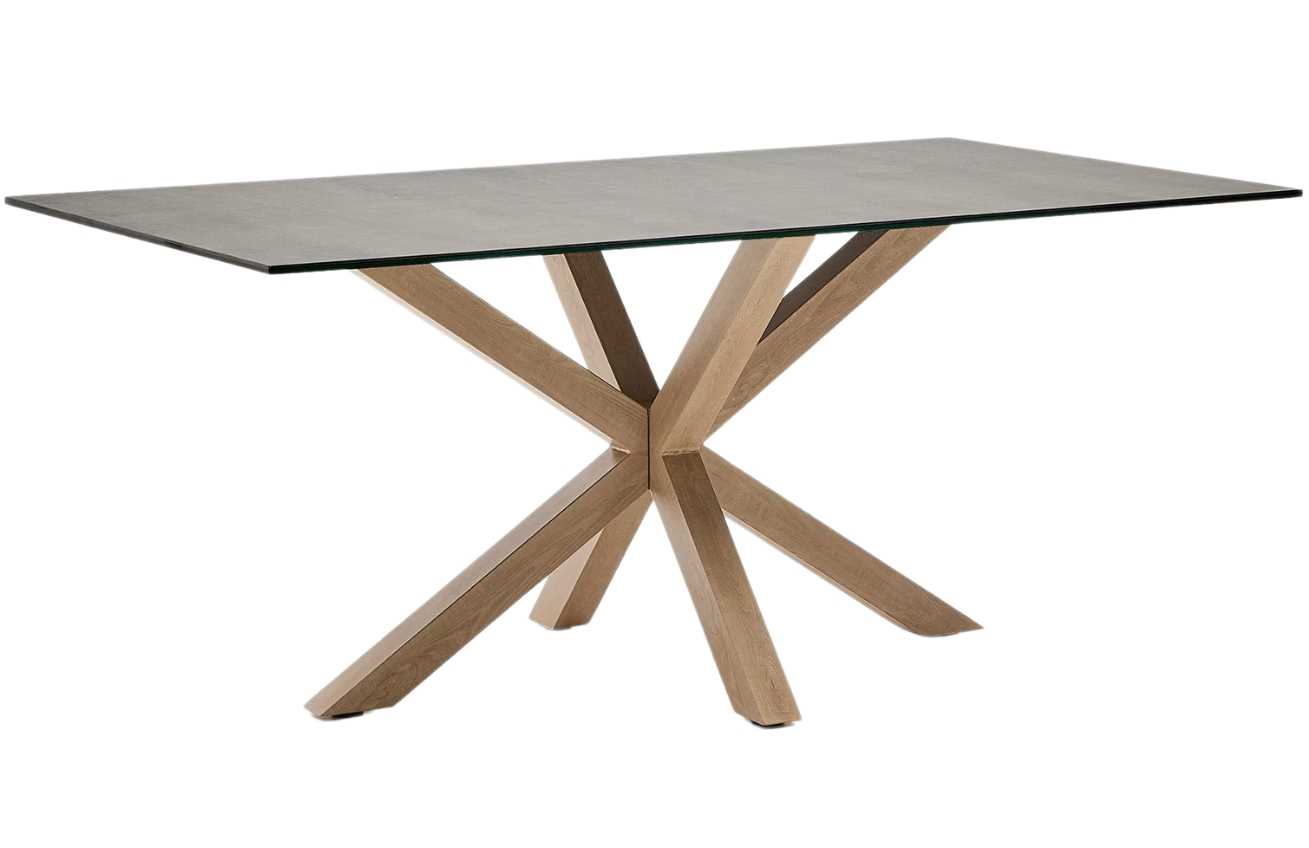 Kave Home Porcelánový jídelní stůl Argo 180 x 100 cm s přírodní podnoží