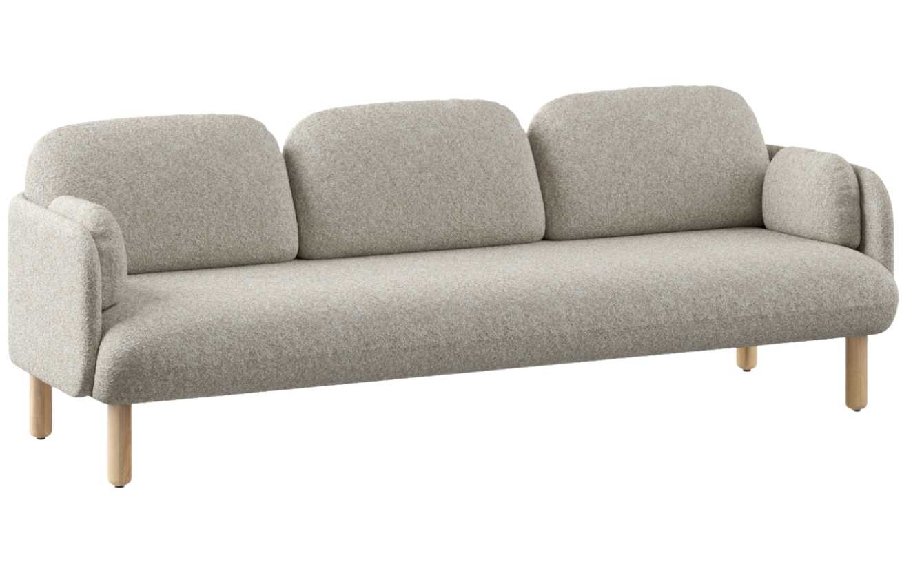 Narbutas Béžovo-bílá bouclé trojmístná pohovka MYAMI 225 cm