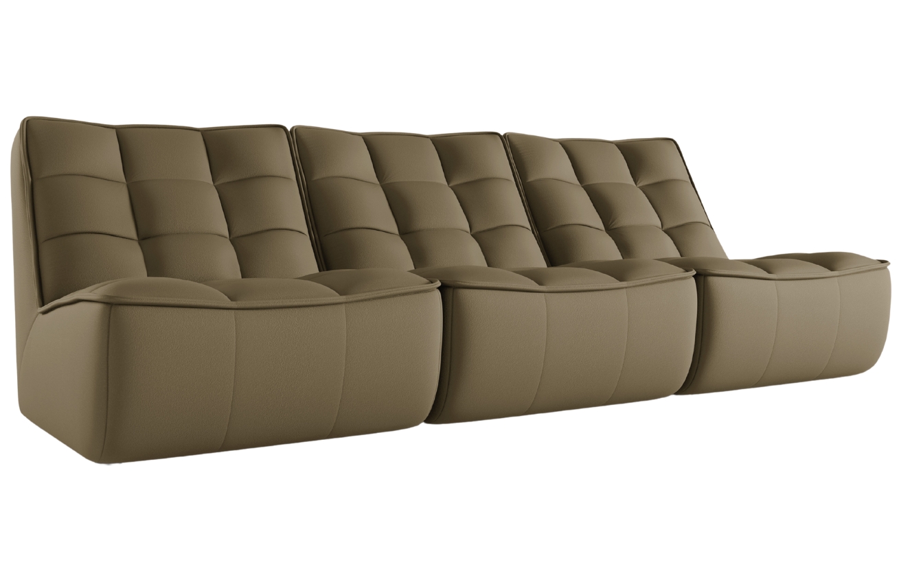 Maison Heritage Olivově zelená kožená pohovka Moni 249 cm