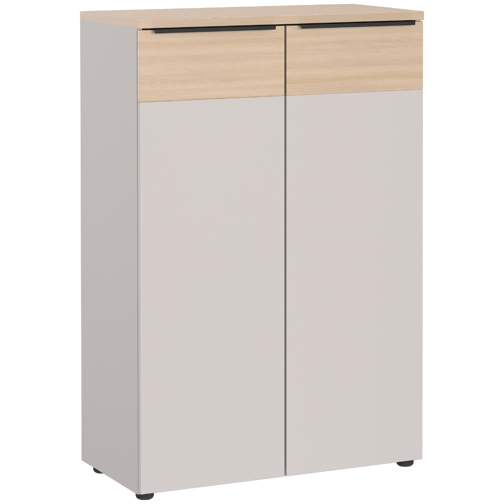 Germania Krémově bílá kancelářská skříň Oviedo 120 x 80 cm s dubovým dekorem