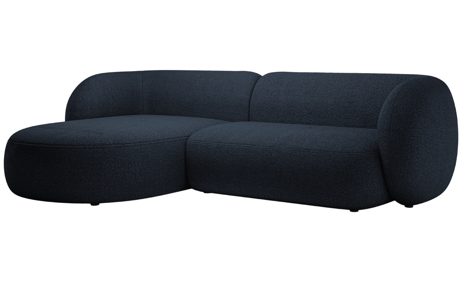Micadoni Tmavě modrá bouclé rohová pohovka Kate 285 cm